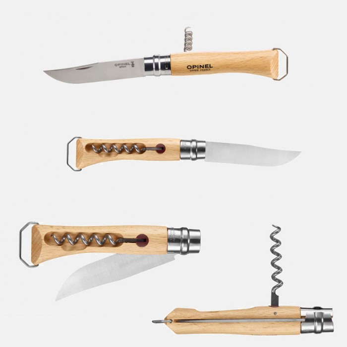 Складной нож со штопором и открывалкой бутылок Opinel Inox 10VRI