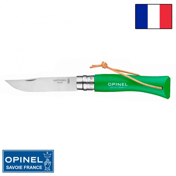 Складной нож Opinel Tradition Color №07 клинок 8см, нерж.сталь, граб, зеленый, темляк